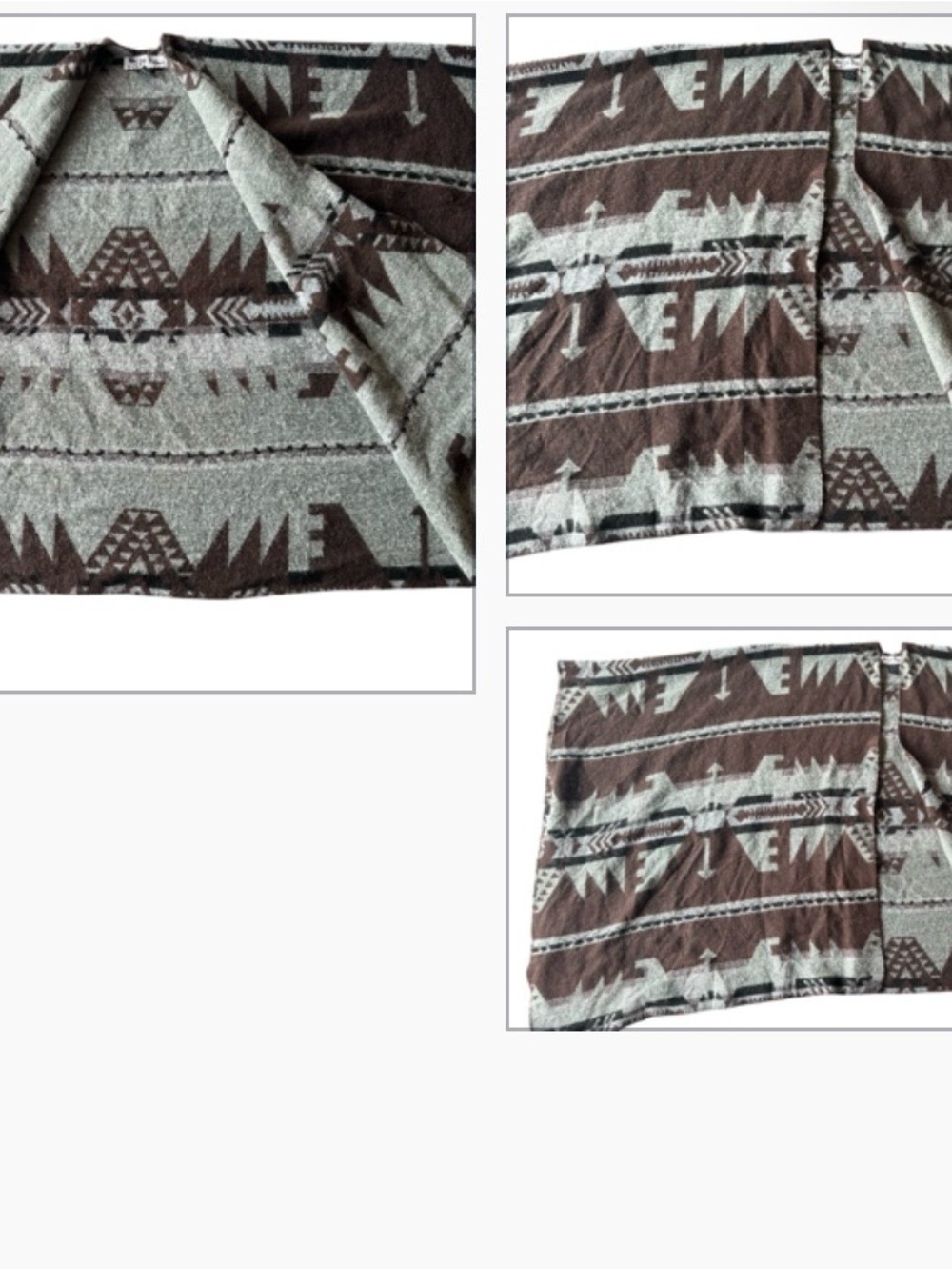 29 Palms Southwestern Aztec Boho Open Front Cardigan Browns & silver